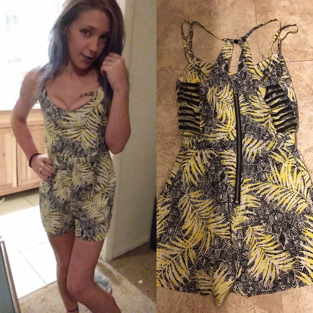 Yellow and black romper